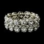 Crystal Bracelets > Antique Silver Clear Crystal Stretch Cuff Bridal Bracelet 9236