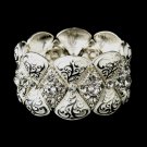 Silver White Clear Crystal Rhinestone Bridal Stretch Bracelet 9240