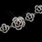 Antique Silver Clear CZ Crystal Flower Bracelet 2476