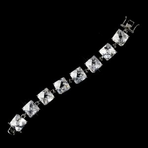 Silver Clear Princess CZ Stone Tennis Bracelet 8666