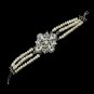 Antique Silver Ivory Freshwater Pearl & Swarovski Crystal Bracelet 8780