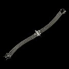 Antique Silver Clear Fleur de lis CZ Crystal Bracelet 9259