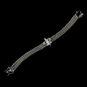 Antique Silver Clear Fleur de lis CZ Crystal Bracelet 9259
