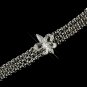 Antique Silver Clear Fleur de lis CZ Crystal Bracelet 9259