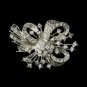 Antique Silver Clear Rhinestone Bow Tie Brooch 179