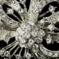 Antique Silver Clear Rhinestone Bow Tie Brooch 179