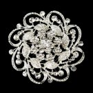 Silver Clear Floral Rhinestone Brooch 3