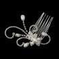 Silver Side Bridal Hair Comb > Silver Clear Floral Rhinestone Side Comb 4285