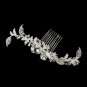 Silver Clear Rhinestone & Crystal Leaf Side Side Comb 5672