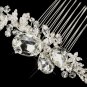 Silver Clear Rhinestone & Crystal Leaf Side Side Comb 5672