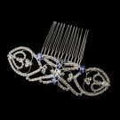Silver Clear & Blue Rhinestone Bella "Twilight" Comb 5829