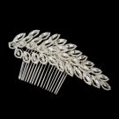 Silver Clear Floral Marquise Crystal & Rhinestone Side Comb 7574