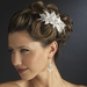 Silver Ivory Fabric & Rhinestone Side Comb 9484