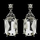 Antique Silver Clear Oval Rhinestone Bridal Stud Earrings 22245