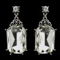 Antique Silver Clear Oval Rhinestone Bridal Stud Earrings 22245