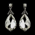 Antique Silver Clear Tear Drop Rhinestone Earrings 22246
