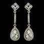 Silver Clear Tear Drop Rhinestone Bridal Earrings 24521