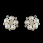 Silver White Pearl and Oval Clear Bridal Rhinestone Earrings 30007