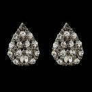 Silver Smoked & Clear Tear Drop Rhinestone Bridal Stud Earrings 30013