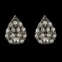 Silver Smoked & Clear Tear Drop Rhinestone Bridal Stud Earrings 30013