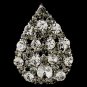 Silver Smoked & Clear Tear Drop Rhinestone Bridal Stud Earrings 30013