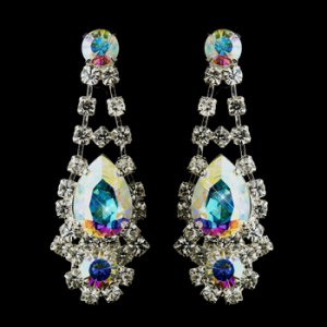 Silver Clear Crystal & AB Rhinestone Bridal Earrings 70013