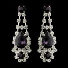 Silver Clear Crystal & Amethyst Rhinestone Bridal Earrings 70013