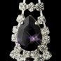 Silver Clear Crystal & Amethyst Rhinestone Bridal Earrings 70013