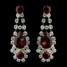 Silver Clear Crystal & Red Rhinestone Bridal Earrings 70013