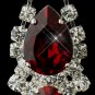 Silver Clear Crystal & Red Rhinestone Bridal Earrings 70013