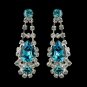 Silver Clear Crystal & Turquoise Rhinestone Bridal Earrings 70013