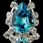 Silver Clear Crystal & Turquoise Rhinestone Bridal Earrings 70013
