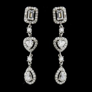 Antique Silver Clear Multi Cut CZ Earrings 8650