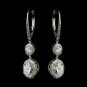 Antique Silver Clear Oval CZ Crystal Bridal Earrings 8778