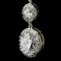 Antique Silver Clear Oval CZ Crystal Bridal Earrings 8778