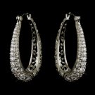 Antique Silver Clear CZ Crystal Swirl Bridal Earrings 8779