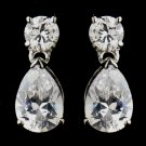 Silver Clear CZ Tear Drop Earrings 9951