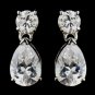 Silver Clear CZ Tear Drop Earrings 9951