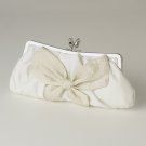 White Matte Satin Bridal Beaded Bow Tie Evening Bag 301