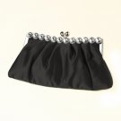 Black Satin Rhinestone Evening Bag 302