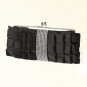 Black Satin Ruffle Evening Bag 307 with Rhinestone Banding