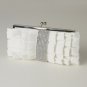 Cream Satin Ruffle Evening Bag 307 with Rhinestone Banding