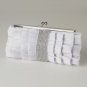 White Satin Ruffle Evening Bag 307 with Rhinestone Banding