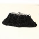 Black Satin Evening Bag 308 with Rhinestone Accented Vintage Frame