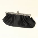 Black Satin Evening Bag 309 with Rhinestone Accented Vintage Frame