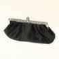 Black Satin Evening Bag 309 with Rhinestone Accented Vintage Frame