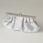 Silver Satin Evening Bag 309 with Rhinestone Accented Vintage Frame