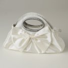 Cream Satin Evening Bag 311 with Rhinestone Accented Handles