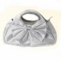 Silver Satin Evening Bag 311 with Rhinestone Accented Handles