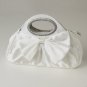 White Satin Evening Bag 311 with Rhinestone Accented Handles